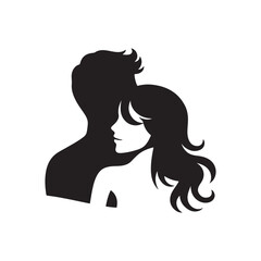 Happy valentine silhouette vector icon art illustration with white background