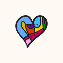 Love Heart Symbol Icon, valentine. colorful geometric decorative illustrations.