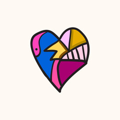 Love Heart Symbol Icon, valentine. colorful geometric decorative illustrations.