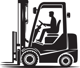 Industrial forklift lifting silhouette vector illustration isolated on a white background