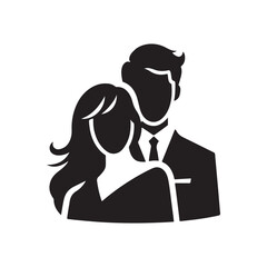 Happy valentine silhouette vector icon art illustration with white background