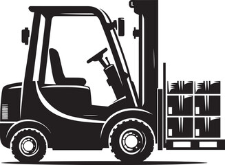 Industrial forklift lifting silhouette vector illustration isolated on a white background