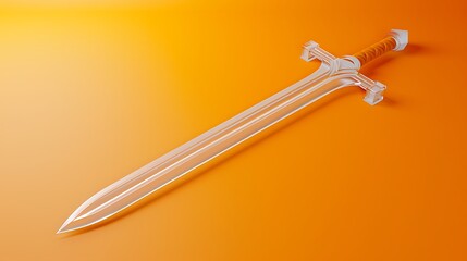 plastic sword isolated on orange background