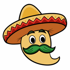 Hand-Drawn Mexican Mustache on White Background