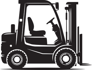 Industrial forklift lifting silhouette vector illustration isolated on a white background