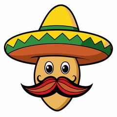 Hand-Drawn Mexican Mustache on White Background