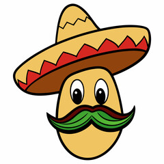 Hand-Drawn Mexican Mustache on White Background