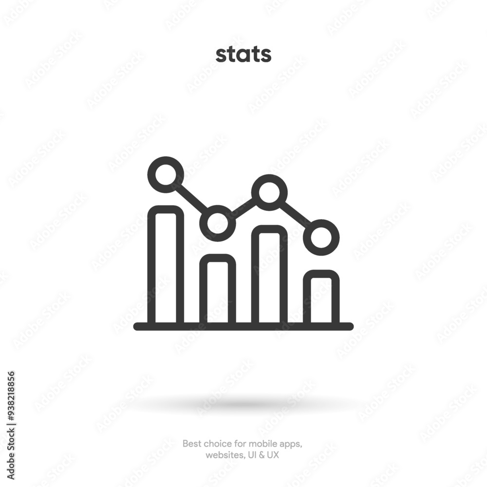 Poster statistic icon. 3d financial analysis stats icon. growing graph. business chart symbol. growths char