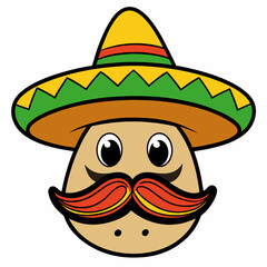 Hand-Drawn Mexican Mustache on White Background