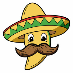 Hand-Drawn Mexican Mustache on White Background
