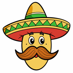 Hand-Drawn Mexican Mustache on White Background