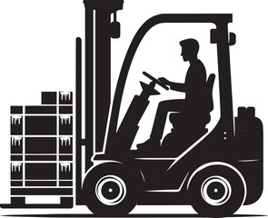 Industrial forklift lifting silhouette vector illustration isolated on a white background