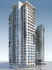Three dimensional rendering of Modern high-rise building