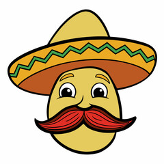 Hand-Drawn Mexican Mustache on White Background