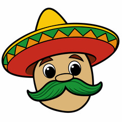 Hand-Drawn Mexican Mustache on White Background