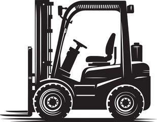 Industrial forklift lifting silhouette vector illustration isolated on a white background