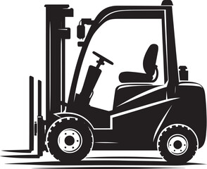 Industrial forklift lifting silhouette vector illustration isolated on a white background