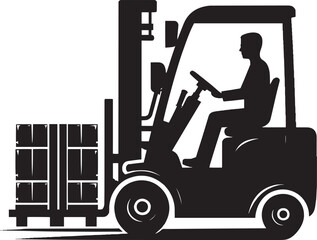 Industrial forklift lifting silhouette vector illustration isolated on a white background