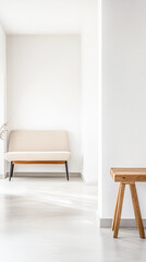 Scandinavian minimalist living room interiors with natural elements together with neutral colors and lighting