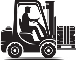 Industrial forklift lifting silhouette vector illustration isolated on a white background