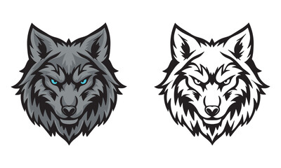 The face of an angry gray wolf. vector illustration