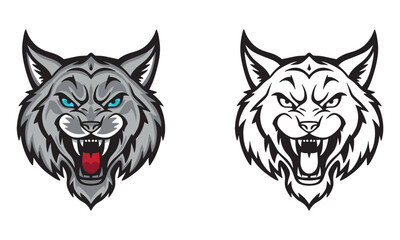 Head of an gray lynx. vector illustration on white background