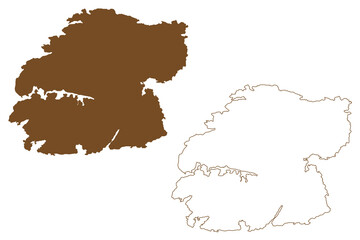 Kyrklandet island (Republic of Finland) map vector illustration, scribble sketch Kyrklandet map
