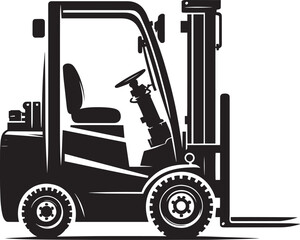 Industrial forklift lifting silhouette vector illustration isolated on a white background