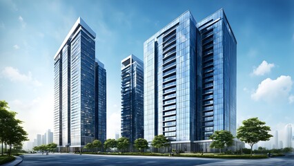 Obraz premium Three dimensional rendering of Modern high-rise building