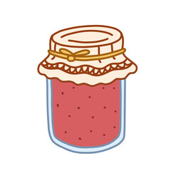 Jar of Homemade Country Jam. Doodle Sticker Icon