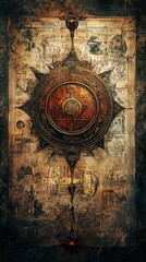 Fototapeta premium Seal of Solomon Ancient Manuscript Judaism, Islam Religion Spiritual Symbol