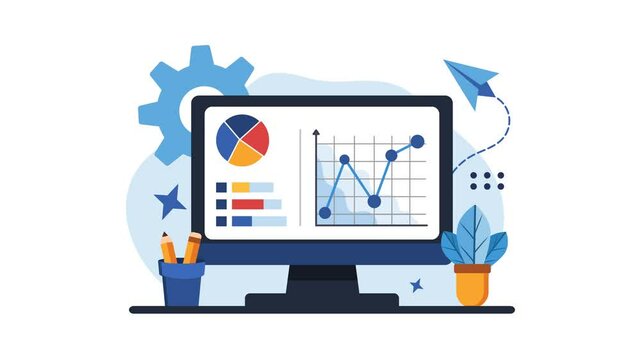 statistical data analysis animation, business improvement report