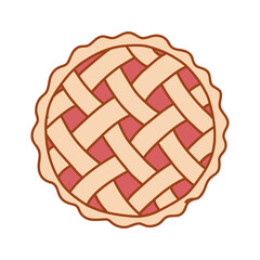 Doodle Sticker Icon Cherry Pie Top View