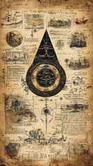 Naklejka premium Seal of Solomon Ancient Manuscript Judaism, Islam Religion Spiritual Symbol