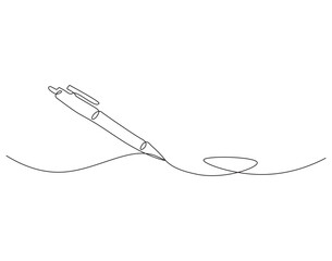 Continuous one line drawing of vintage pen. Vintage pen line art vector illustration. Editable outline