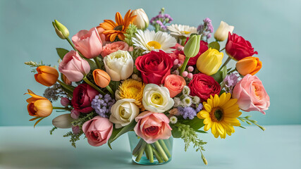 generate a vibrant and colorful image of a bouquet