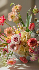 generate a vibrant and colorful image of a bouquet