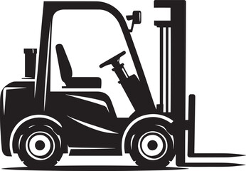 Industrial forklift lifting silhouette vector illustration isolated on a white background