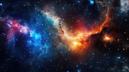 Obraz premium A cosmic expanse with blended colors and scattered star clusters, offering a deep and immersive galactic view.