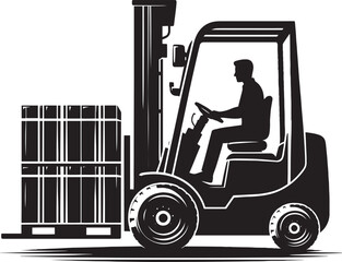 Industrial forklift lifting silhouette vector illustration isolated on a white background