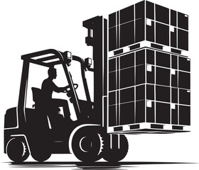 Industrial forklift lifting silhouette vector illustration isolated on a white background