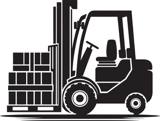 Industrial forklift lifting silhouette vector illustration isolated on a white background