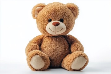 Cute lovely doll teddy bear alone on white background