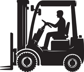 Industrial forklift lifting silhouette vector illustration isolated on a white background