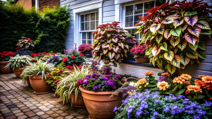 Naklejka premium colorful flowers in garden shade love