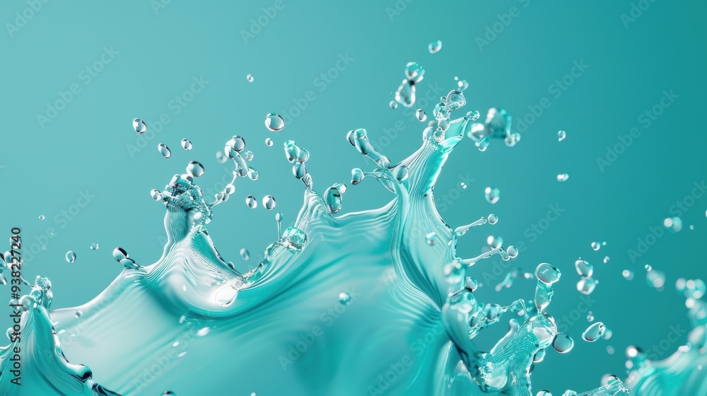 Poster an imaginative portrayal of high-speed water splashes intertwining and forming complex patterns, wit