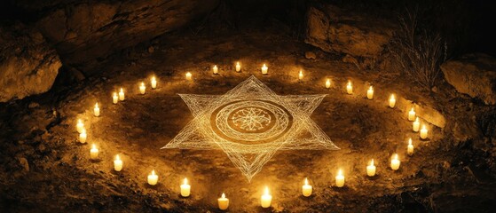 Obraz premium Seal of Solomon Mystical Ceremony Judaism, Islam Religion Spiritual Symbol