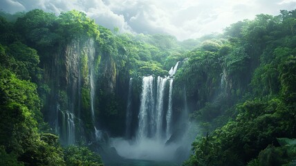 Waterfall in autumn forest at Erawan National Park