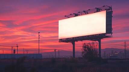 Blank billboard for advertisement at twilight
