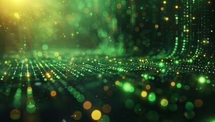 Fototapeta premium Abstract background with green and black geometric shapes, high-tech digital design